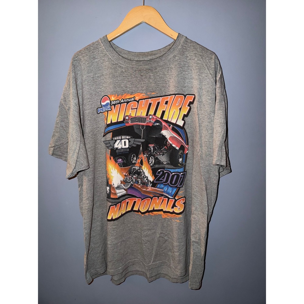 Vintage 2007 Pepsi Nightfire Nationals Firebird Raceway T-Shirt Gray 2XL Anvil